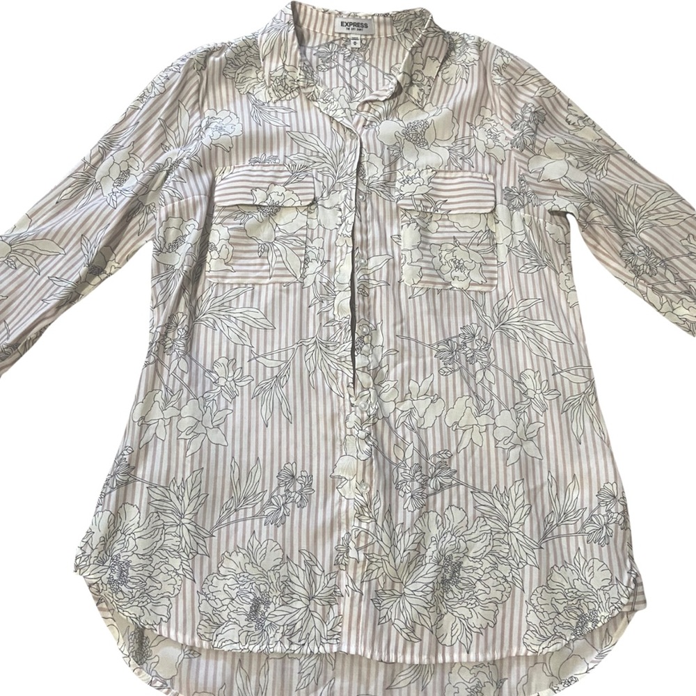 Express Women’s Floral Print Button-down Shirt [M]